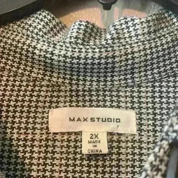Max Studio 2X Shirt Jacket Plaid buttons pockets - Picture 6 of 12